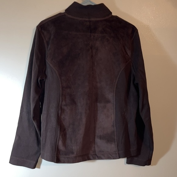 Lauren Ralph Lauren Dark Brown Faux Suede Zip Up Jacket - Picture 4 of 4